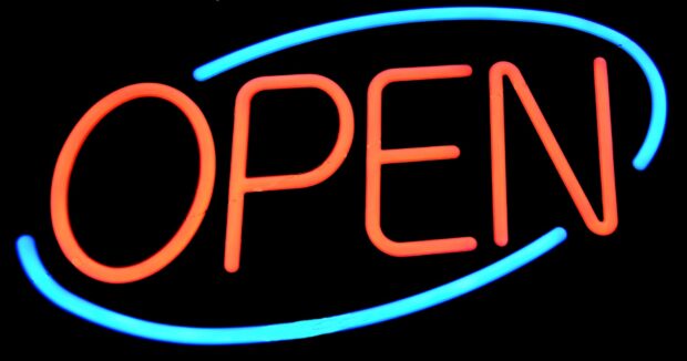 Neon open sign.