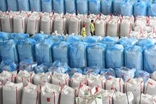 Bags of plastic at the Coca Cola Lincolshire plant.